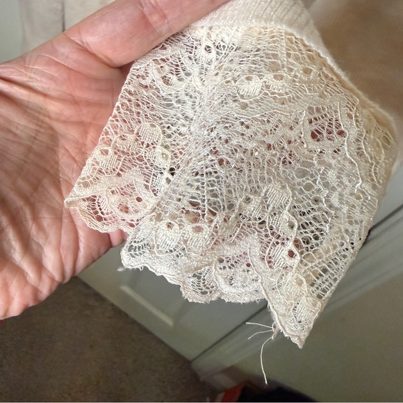 Tuckernuck Rosemary Ribbed Light Weight Sweater Lace Trim Cream - Size XXL - Picture 4 of 8